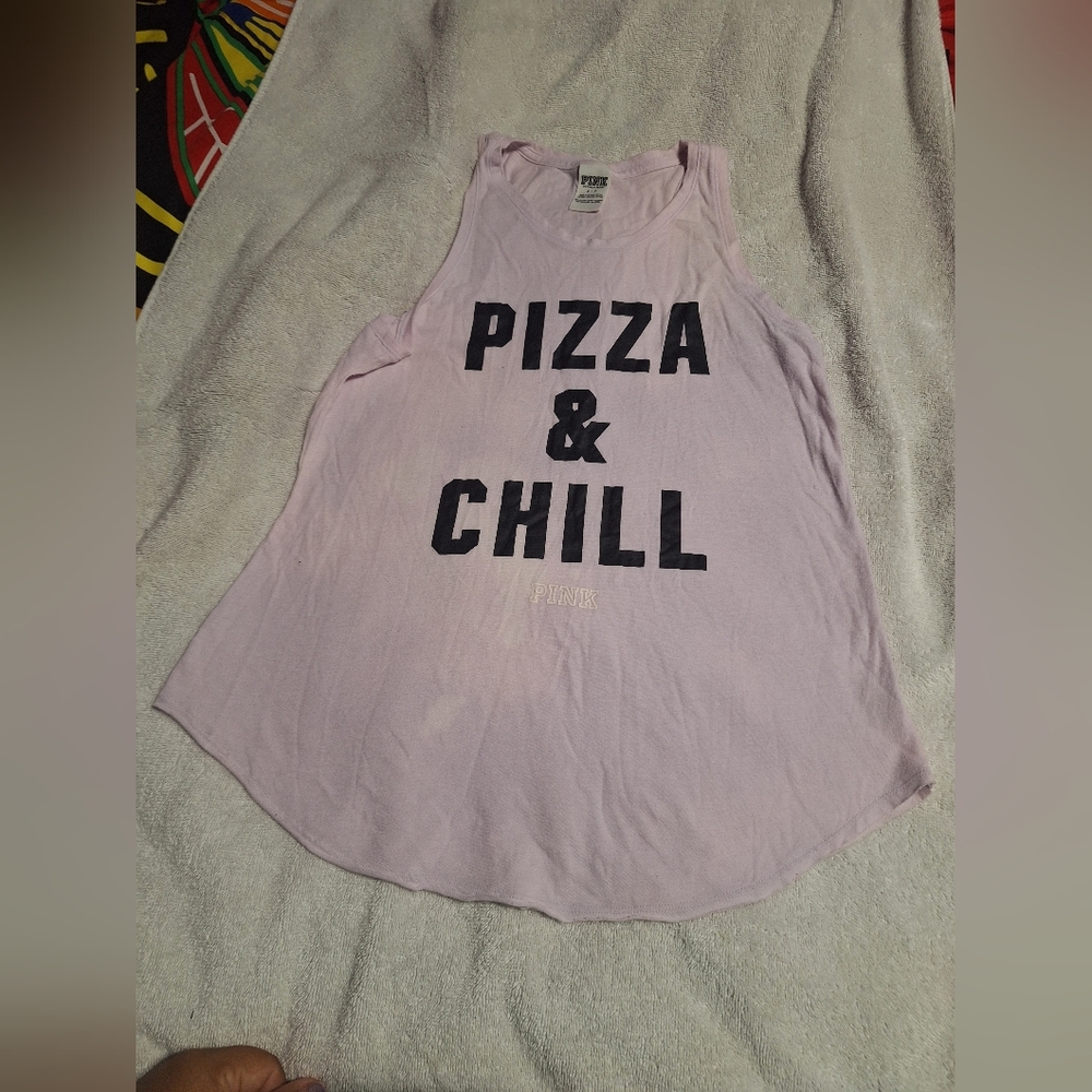 PINK Victoria's Secret Light Pink Tank Top - Pizza & Chill